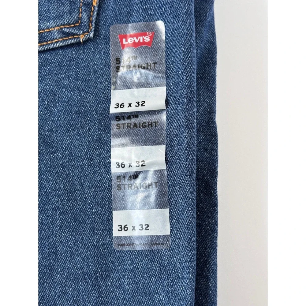 Levis 514 Straight Fit Denim Jeans Mens W36 L32 Stretch Blue - Picture 4 of 5